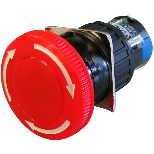 P16-ER-R1 BOTÃO EMERGÊNCIA 16MM C/TRAVA - VERMELHO - 1 REV METALTEX°°