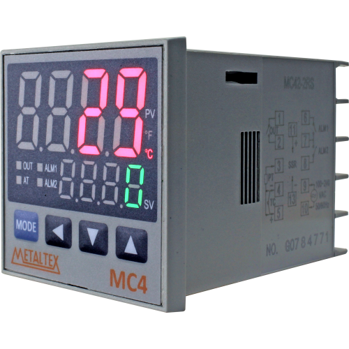 CONTROLADOR DE TEMPERATURA 4 DIGITOS- 48X48MM- 110/220VCA - 1 RL+1SSR CONTROLE E 2 RL ALARME MC42-2RS-B METALTEX°°