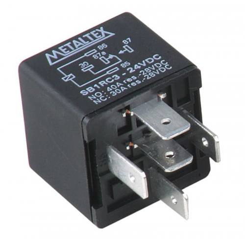 SB1RC3 RELÉ AUTOMOTIVO, 1CONTATO REVERSÍVEL,TENSÃO DE BOBINA 24 VCC,CAPACIDADE DE 40 AMPERES,TERMINAIS FASTON METALTEX°°