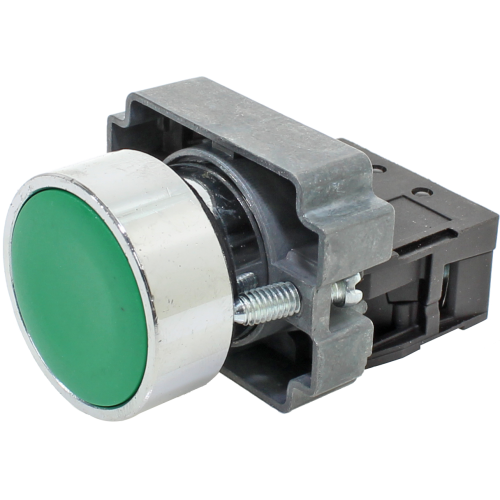 PULSADOR FACEADO 22MM METÁLICO - VERDE - 1NA M20AFR-G-1A METALTEX°°