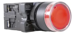 P20IGR-R7-1C PULSADOR ILUMINADO 22MM PLÁSTICO - VERMELHO 24V - 1NA+1NF METALTEX °°