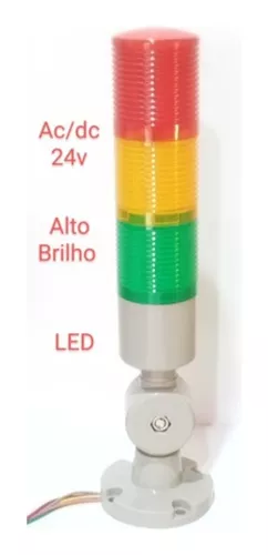 SINALEIRO TORRE LED 24VDC 3 CORES DH45-3T/W-J+B METALTEX°°