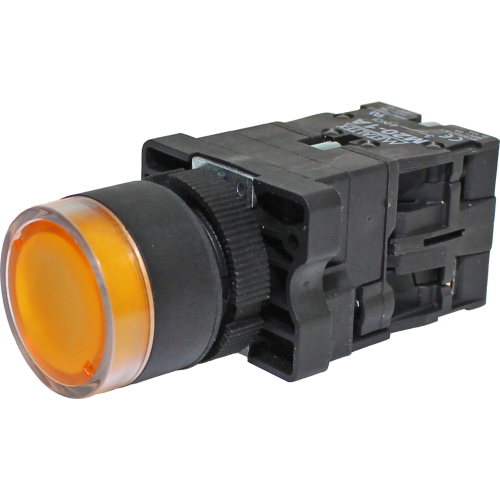 P20IGR-Y7-1C PULSADOR ILUMINADO 22MM PLÁSTICO - AMARELO 24V - 1NA+1NF METALTEX°°