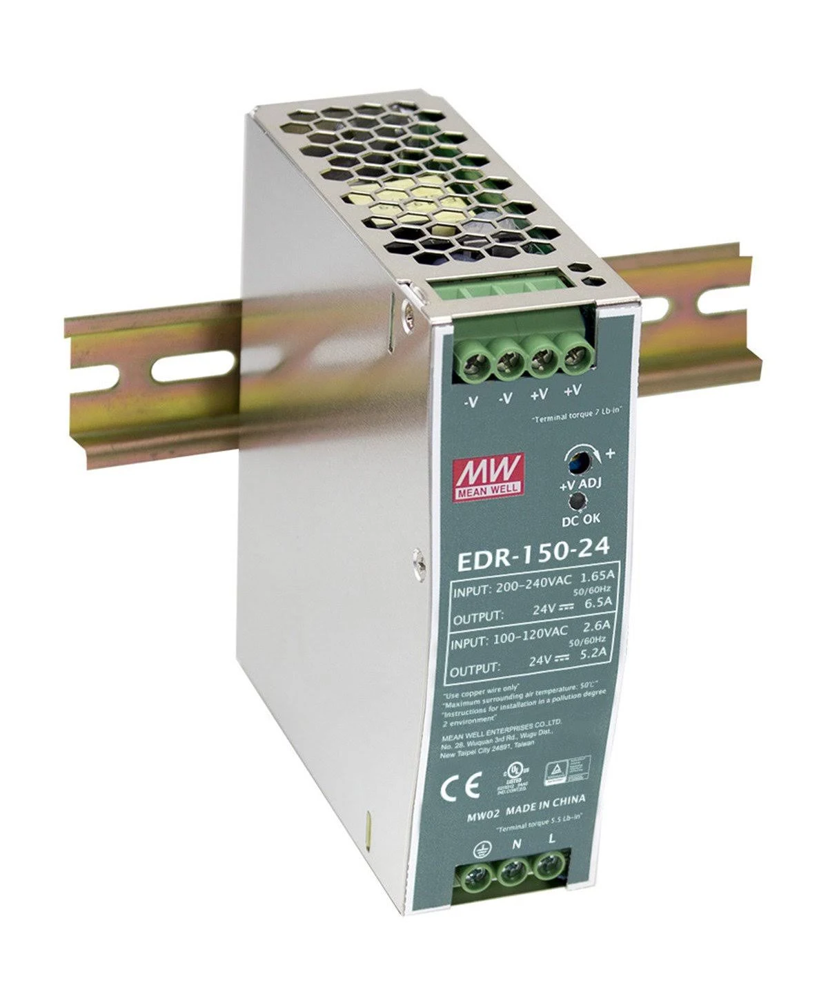 FONTE CHAVEADA 150W - ALIM 90-264VCA - SAÍDA 24VCC-6,5A EDR-150-24 MEAN WELL °°