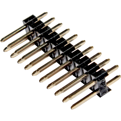 BPDC-10 BARRA DE PINOS FILEIRA DUPLA 180 GRAUS 10 VIAS DOURADA, PASSO DE 2,54MM, COMPRIMENTO DE 11,54MM METALTEX°°