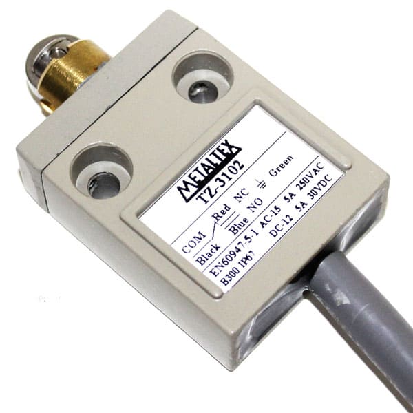 TZ3102 CHAVE FIM DE CURSO METÁLICA C/ CABO - ATUADOR PINO C/ ROLETE METALTEX°°