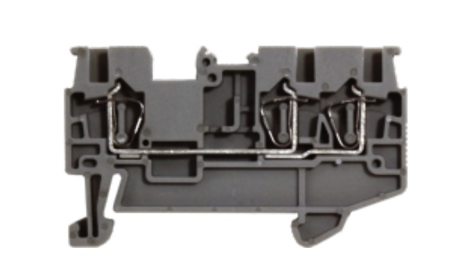 CONECTOR PASSAGEM MOLA 2,5MM² - FRONTAL 3 VIAS - CINZA BK2-F3C METALTEX°°
