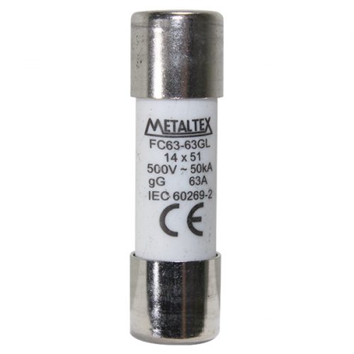 FC63-63GL FUSÍVEL CILÍNDRICO 14X51MM - 63A GL/GG METALTEX °°