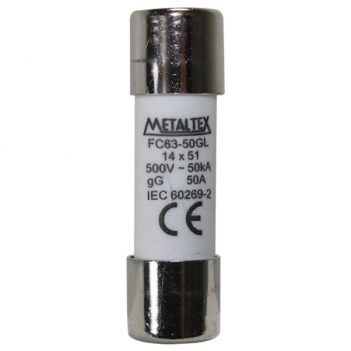 FC63-50GL FUSÍVEL CILÍNDRICO 14X51MM - 50A GL/GG METALTEX °°