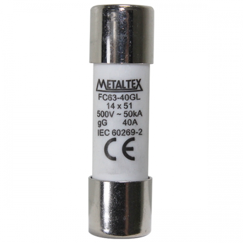 FC63-40GL FUSÍVEL CILÍNDRICO 14X51MM - 40A GL/GG METALTEX °°