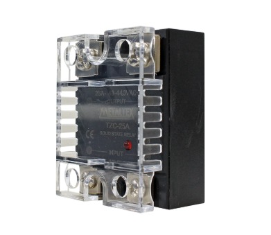 TZC-25A RELÉ DE ESTADO SÓLIDO MONOFÁSICO, 1 CONTATO NA, 25 AMPERES, TENSÃO DE CONTROLE 4 A 32 VCC METALTEX °°