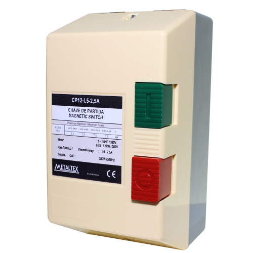 CP12-L5-2.5A CAIXA DE PARTIDA 1 A 1,5CV - 380V - 1,6 A 2,5A METALTEX  °°