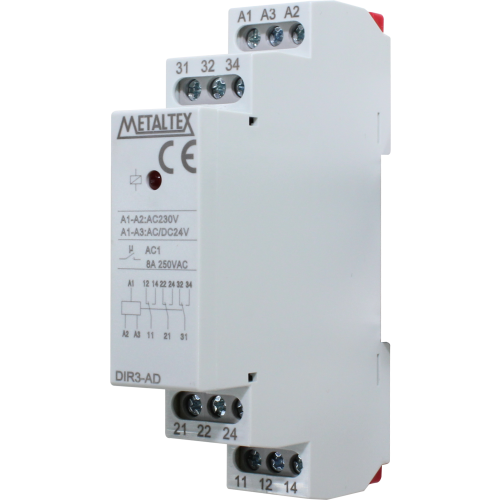 INTERFACE RELÉ - 3 REV 8A - 220VCA /24VCA/CC DIR3-AD METALTEX °°