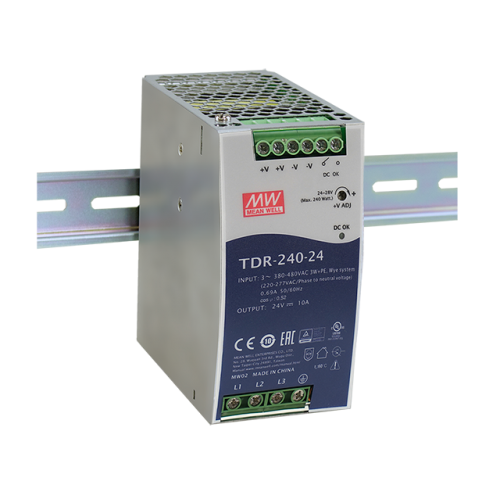 FONTE CHAVEADA MONTAGEM EM TRILHO DIN 240W - ENT - 340-550VCA TRIFÁSICO SAIDA 24V-10A TDR-240-24 MEAN WELL°°