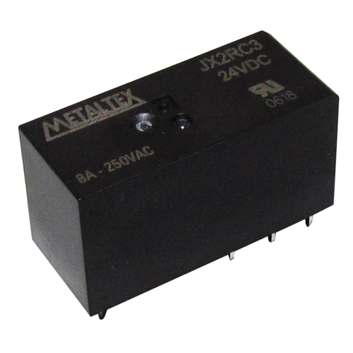 JX2RC3 RELÉ MINIATURA DE POTÊNCIA, 2 CONTATOS REVERSÍVEIS 8A, TENSÃO DE BOBINA 24 VCC, TERMINAIS PARA PCI UBIQUITI°°