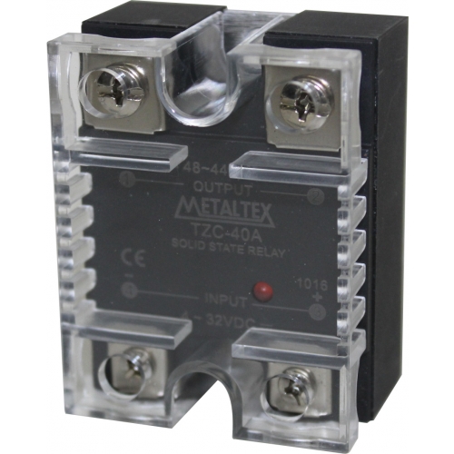 TZC-40A RELÉ DE ESTADO SÓLIDO MONOFÁSICO, 1 CONTATO NA, 40 AMPERES, TENSÃO DE CONTROLE 4 A 32 VCC METALTEX°°