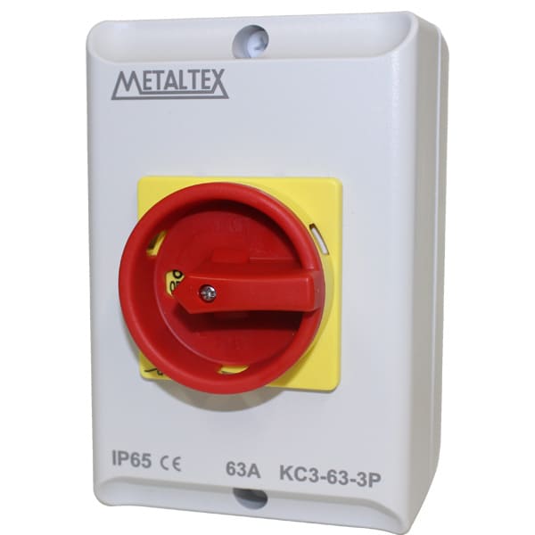KC3-63-3P CHAVE SECCIONADORA 3 PÓLOS 63A EM CAIXA IP65 METALTEX°°