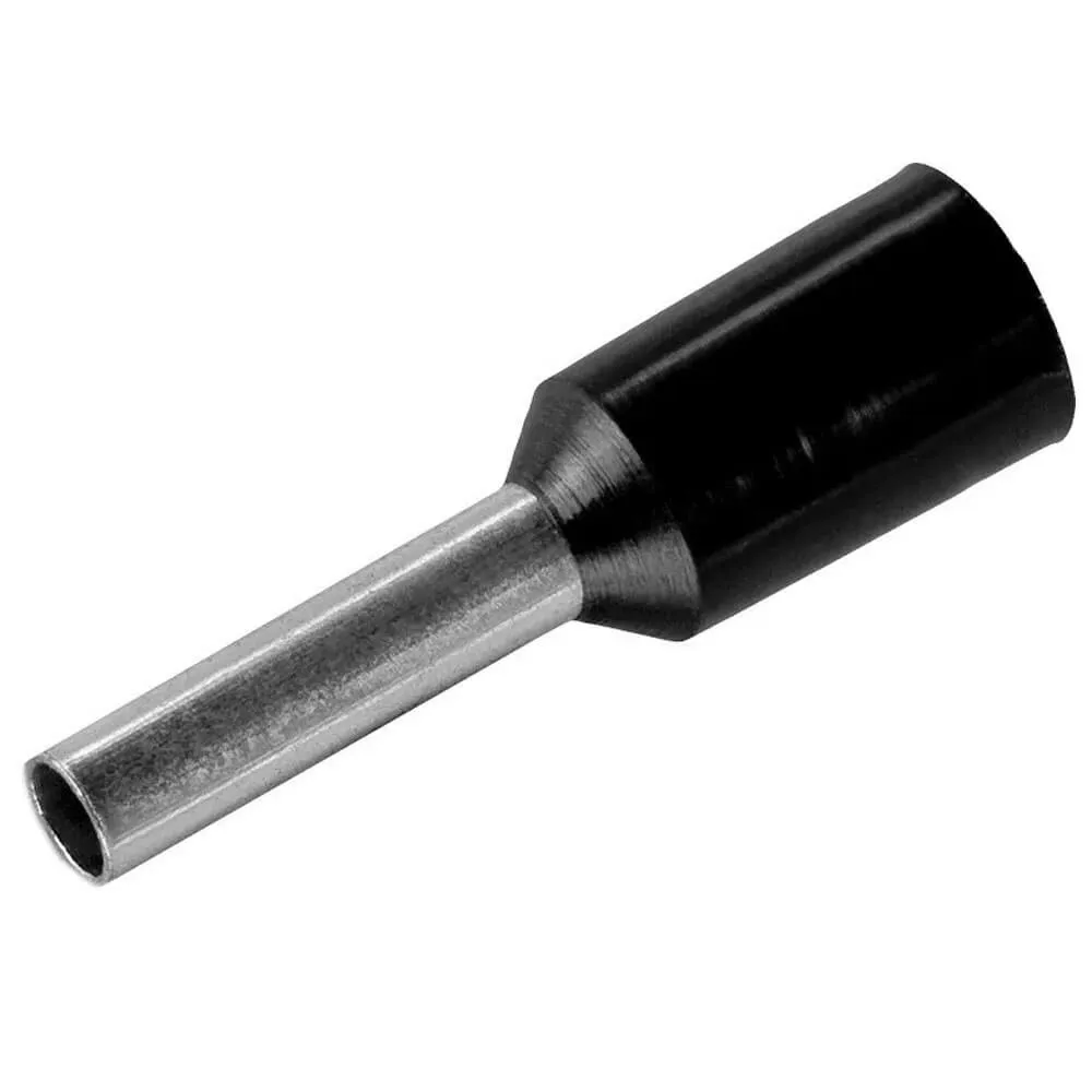 TERMINAL TUBOLAR SIMPLES PRETO 1,5 MM C8 - 100 PC - E1508 BLACK ELETROKIT°°