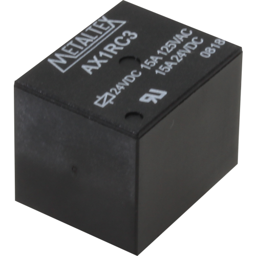 AX1RC3 RELÉ MINIATURA DE POTÊNCIA, 1 CONTATO REVERSÍVEL, TENSÃO DE BOBINA 24 VCC, CAPACIDADE DE 15 AMPERES METALTEX°°