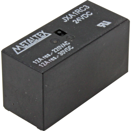 JXA1RC3 RELÉ MINIATURA DE POTÊNCIA, 1 CONTATO REVERSÍVEL, TENSÃO DE BOBINA 24 VCC, CAPACIDADE DE 12 AMPERES METALTEX°°