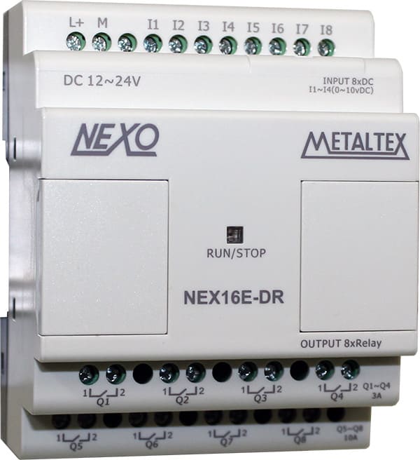 EXPANSÃO CLP NEXO - 8 ENTRADAS (4ED/EA E 4 ED) / 8 SAÍDAS RELÉ - ALIMENTAÇÃO 12-24VCC NEX16E-DR METALTEX°°