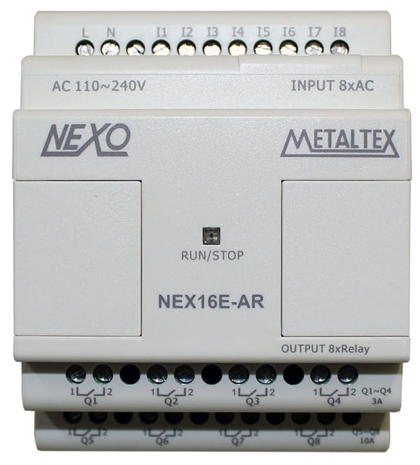 EXPANSÃO CLP NEXO - 8 ENTRADAS CA / 8 SAÍDAS RELÉ - ALIMENTAÇÃO 110-240VCA NEX16E-AR METALTEX°°
