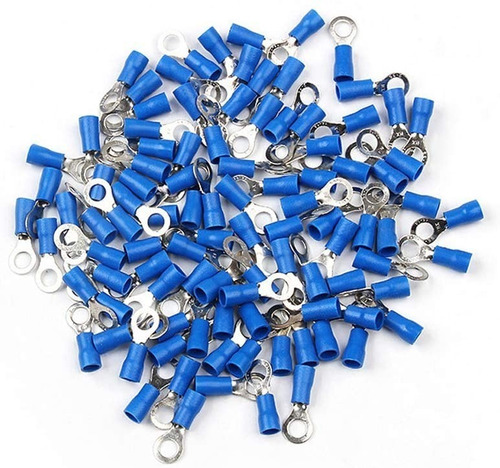 TERMINAL OLHAL PRE-ISOLADO AZUL 1,5-2,5 MM M5 FURO 5,2MM- 100 PC - ELETROKIT°°