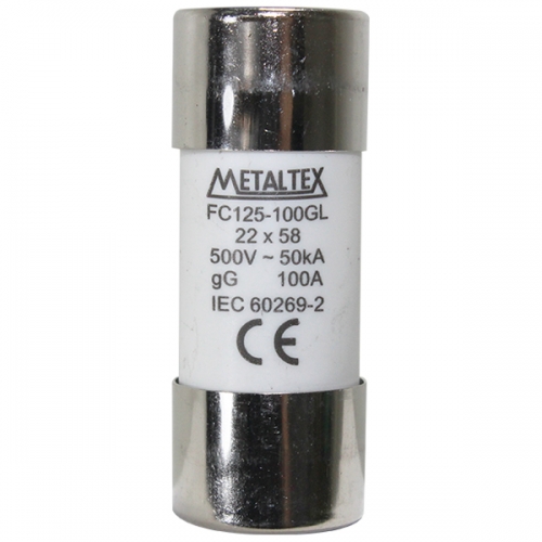 FC125-100GL FUSÍVEL CILÍNDRICO 22X58MM - 100A GL/GG METALTEX °°