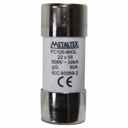 FC125-80GL FUSÍVEL CILÍNDRICO 22X58MM - 80A GL/GG METALTEX  °°