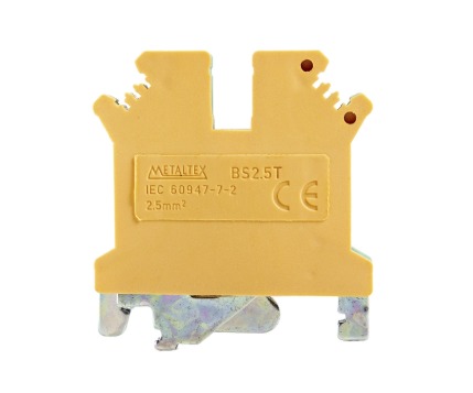 BS2,5T BORNE TERRA VD/AM 2,5MM² - CONEXÃO POR PARAFUSO METALTEX °°