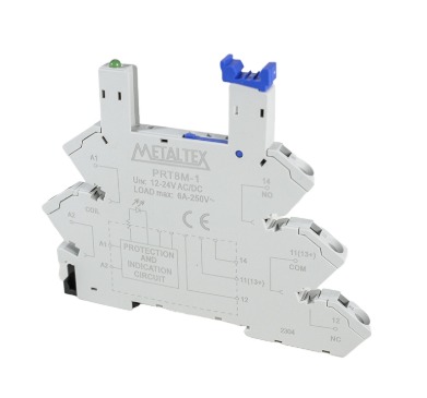 PRT8M-1 SOQUETE PARA RELÉ JZ, FAIXA DE TENSÃO (ALIMENTAÇÃO) 6~24 VCC/VCA, FIXAÇÃO TRILHO DIN, CONEXÃO MOLA METALTEX °°