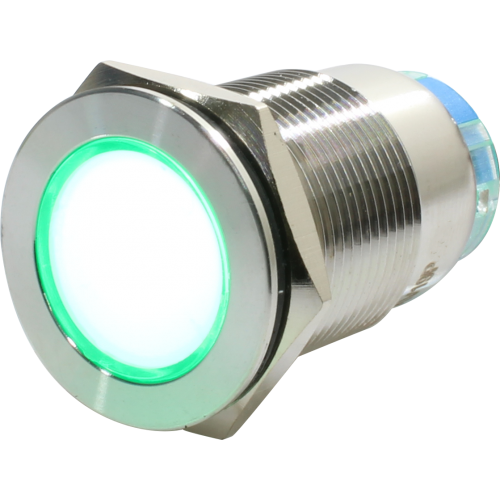 INDICADOR LED 19MM - ANTIVANDALISMO - AÇO INOX -24VCC/CA   AV19P-7G METALTEX°°