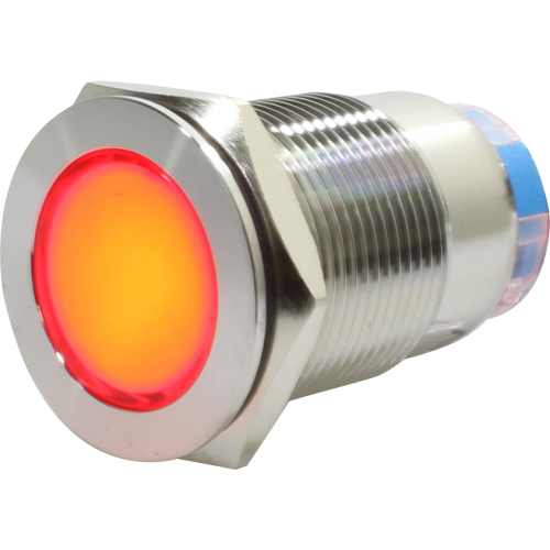 INDICADOR LED 19MM - ANTIVANDALISMO - AÇO INOX -24VCC/CA   AV19P-7R METALTEX°°