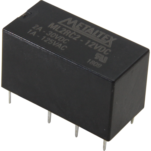 ML2RC2 RELÉ MINIATURA, 2 CONTATOS REVERSÍVEIS BIFURCADOS, TENSÃO DE BOBINA 12 VCC, CAPACIDADE DE 2 AMPERES METALTEX °°