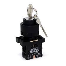 P20KNR2-B-1A SELETORA C/CHAVE 22MM PLÁSTICO - 2 POS. FIXAS 90G - 1NA METALTEX°°