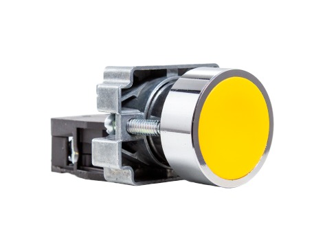 M20AFR-Y-1A PULSADOR FACEADO 22MM METÁLICO - AMARELO - 1NA METALTEX°°