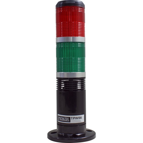 TPWS6-72RG-B SINALIZADOR TORRE 60MM, CONT/ FLK, BUZZER, 24V, PRETA S/ HASTE, VERMELHO/ VERDE METALTEX°°