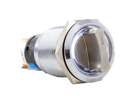 AV19S2-7W SELETORA ANTIVANDALISMO 19MM 2 POS - 24V -  BRANCA METALTEX °°