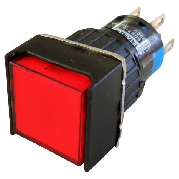 P16-BS7-R2 PULSADOR ILUMINADO 16MM QUADRADO S/ RETENÇÃO - VERMELHO 24V - 2 REV METALTEX °°