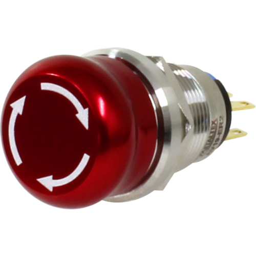 AV19-ER2 BOTAO DE EMERGENCIA ANTIVANDALISMO 19MM VERMELHO 2 REV METALTEX°°