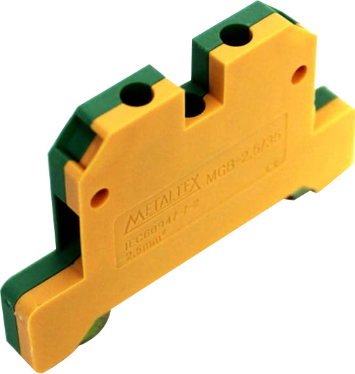 MGB2,5/35 CONECTOR TERRA 2,5MM COM CAPA P/TRILHOS TS35 VERDE/AMARELO METALTEX METALTEX °°