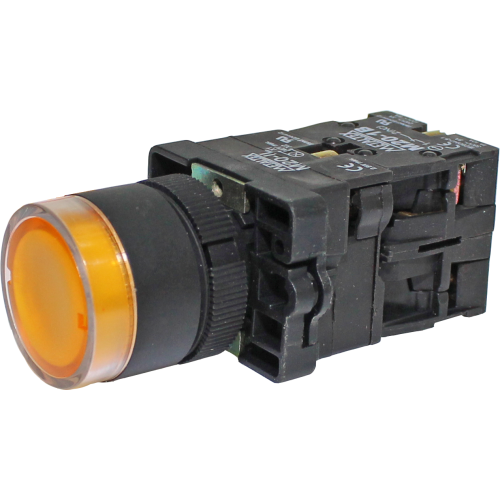 P20IGR-Y-1C PULSADOR ILUMINADO 22MM PLÁSTICO -AMARELO 220V - 1NA+1NF METALTEX°°