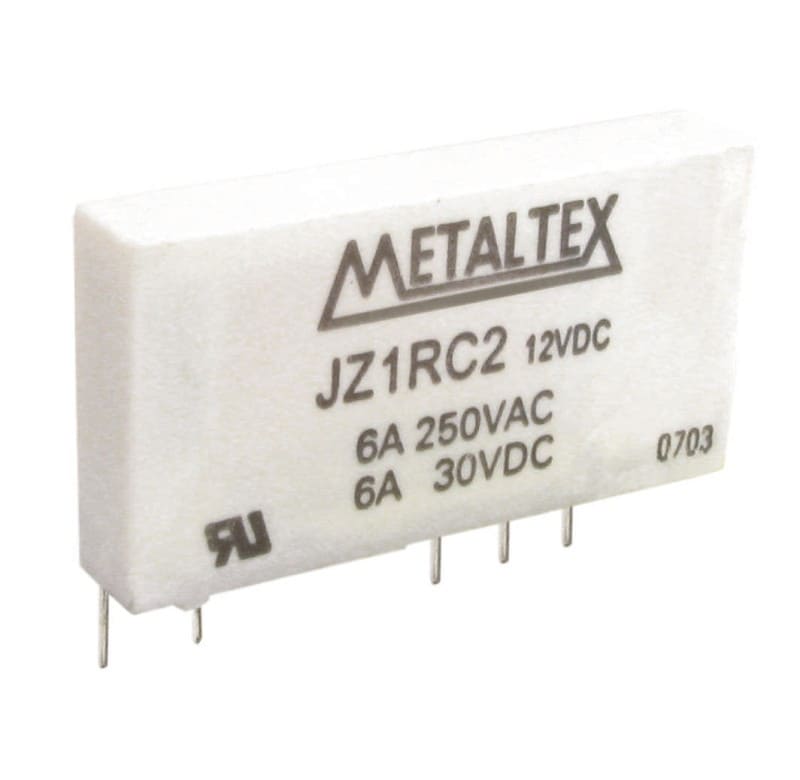 JZ1RC2 RELÉ  DE POTÊNCIA (LARGURA 5MM), 1 CONTATO REVERSÍVEL, TENSÃO DE BOBINA 12 VCC 6A METALTEX °°