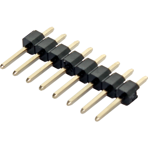 BPSN-02 BARRA DE PINOS FILEIRA SIMPLES 90 GRAUS 02 VIAS DOURADA, PASSO DE 2,54MM METALTEX °°