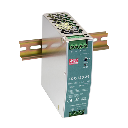 EDR-120-24 FONTE CHAVEADA 120W - ALIM 90-264VCA - SAÍDA 24VCC-5A MEN WEL METALTEX°°