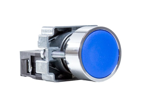 M20AFR-BL-1A PULSADOR FACEADO 22MM METÁLICO  AZUL  1NA METALTEX°°
