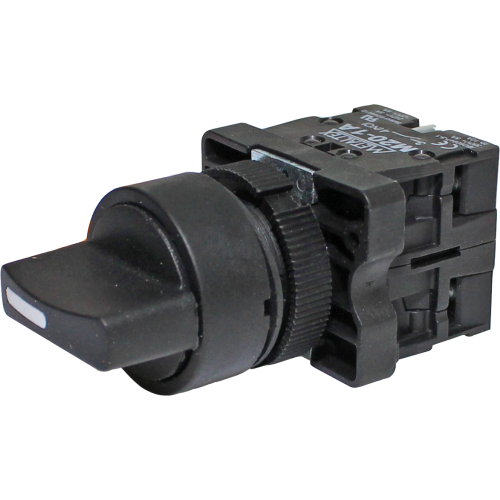 P20SCR7-B-2A CHAVE SELETORA PLÁSTICA KNOB CURTO - 3 POS. C/ RETORNO D/E 45G - 2NA METALTEX°°
