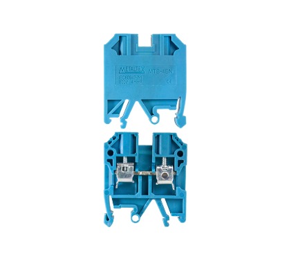 MTB4EN-AZ CONECTOR DE PASSAGEM 4MM P/ TRILHOS TS32 E TS35 - AZUL METALTEX°°