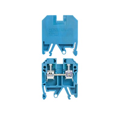 MTB6EN-AZ CONECTOR DE PASSAGEM 6MM P/ TRILHOS TS32 E TS35 - AZUL METALTEX°°