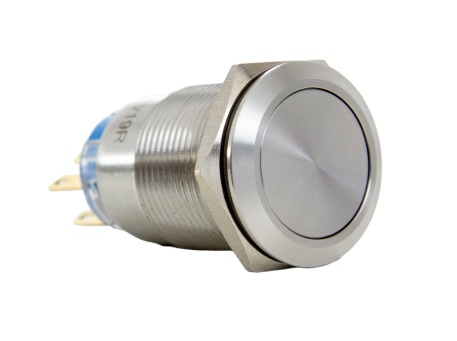AV19R BOTÃO ANTIVANDALISMO 19MM - ACO INOX - 2REV - C/ RETENCAO METALTEX °°